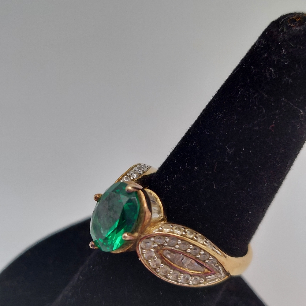 Vintage GOS 925 Faceted Green Stone and Cz. GC & Attractive. - Picture 2 of 11